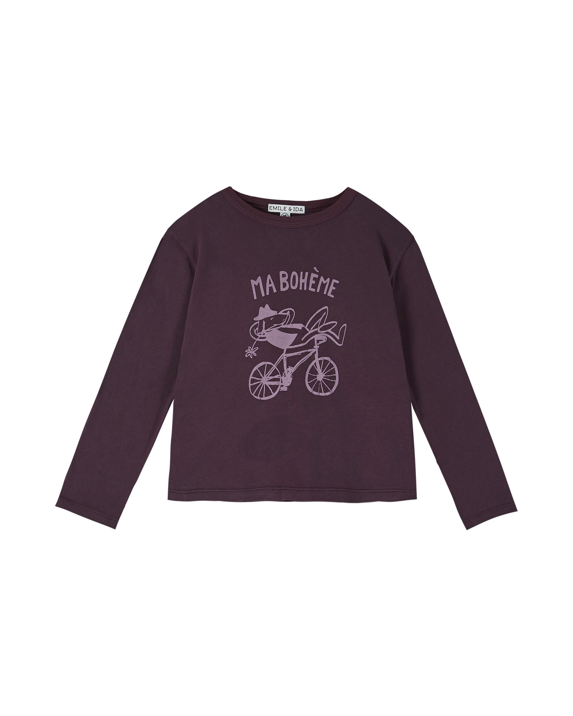 Tee-shirt jersey bio aubergine souris