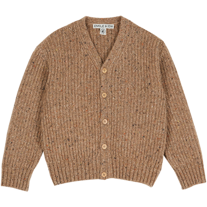 Cardigan oversize laine recyclée noix puce