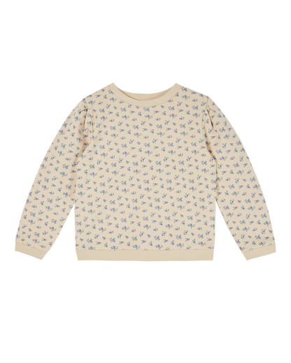 Sweatshirt imprimé fleuri coton bio beige