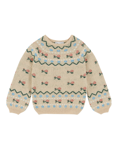 Pull jacquard laine d'alpaga beige