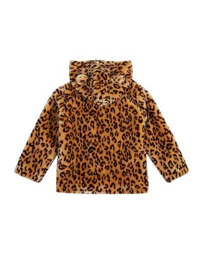 Veste 3/4 fausse fourrure léopard