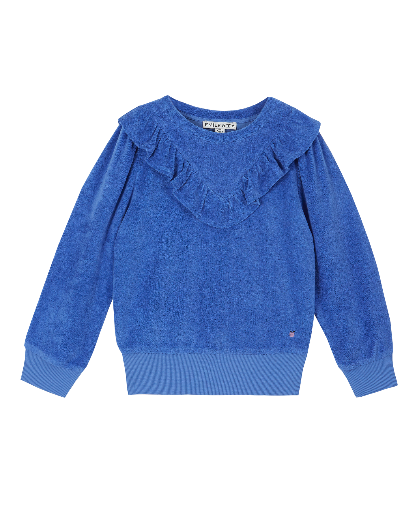 Sweatshirt éponge volanté céleste