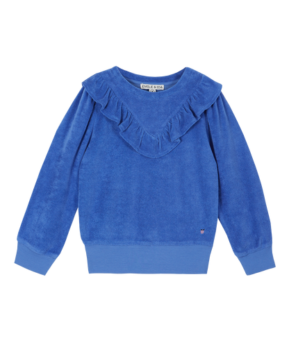 Sweatshirt éponge volanté céleste