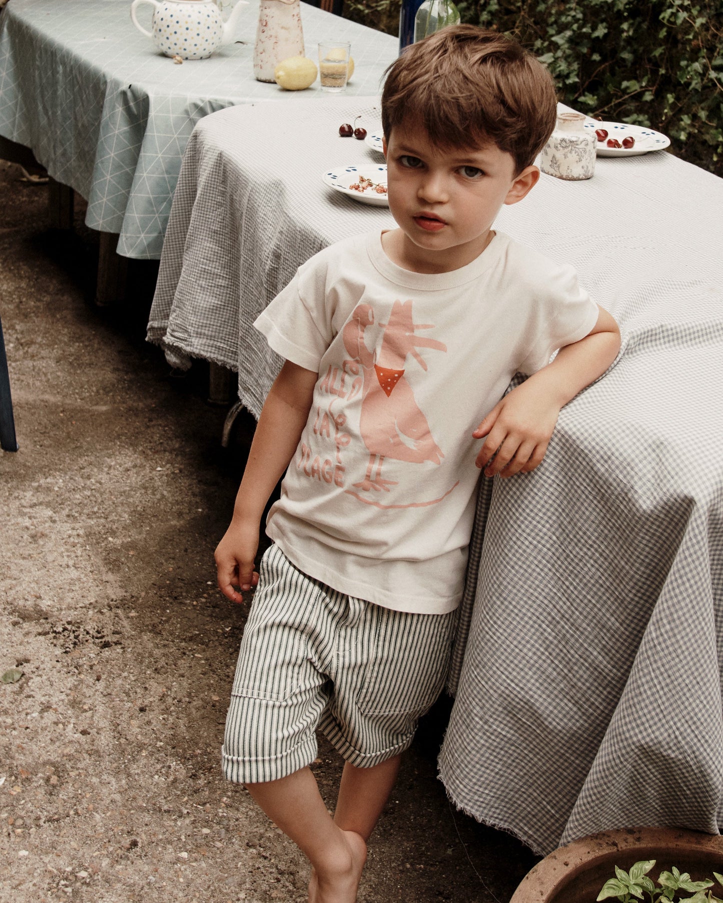 Short coton rayure verte