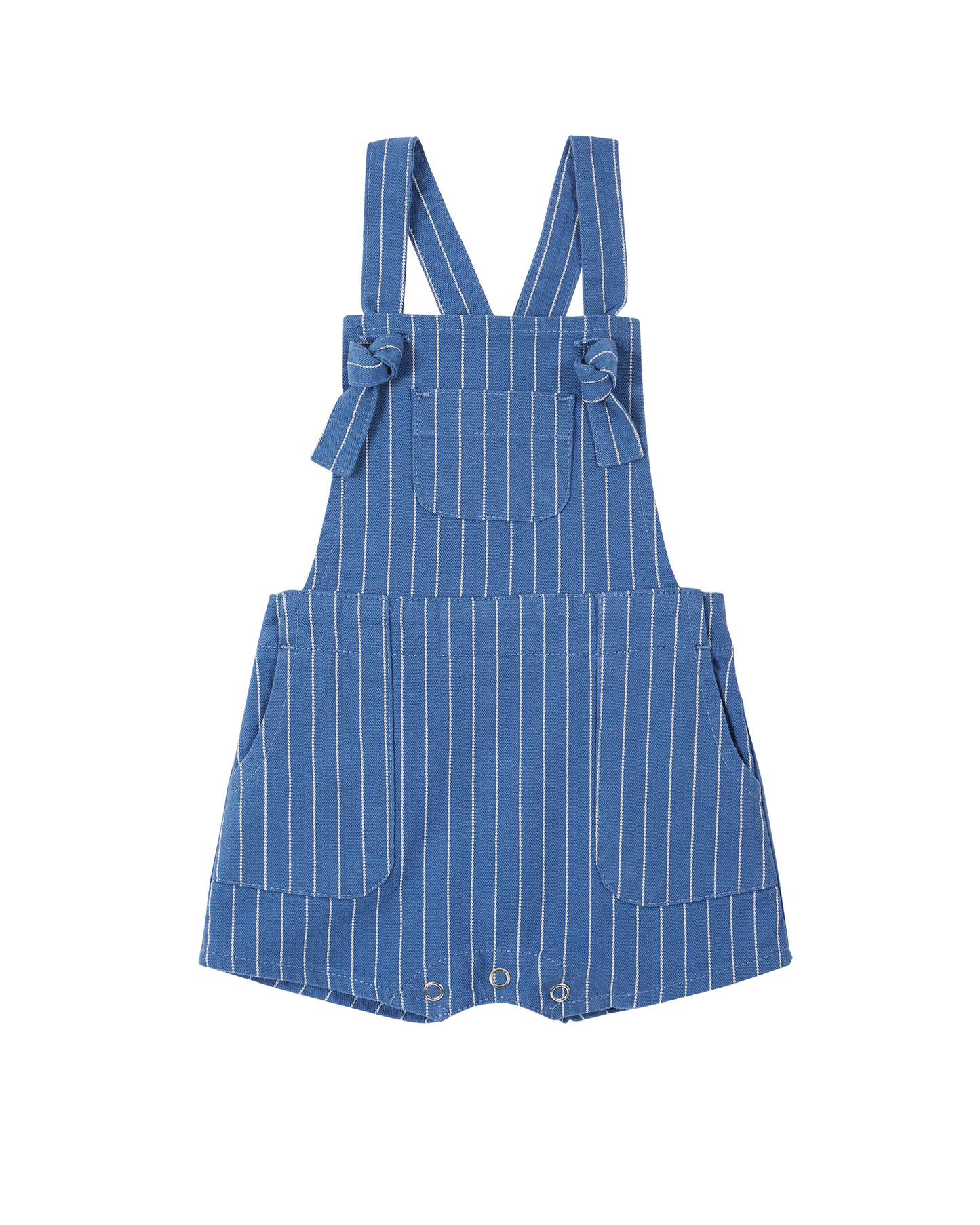 Salopette coton bleu rayure blanche