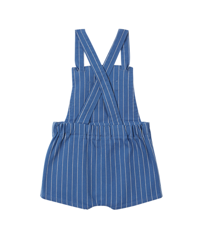 Salopette coton bleu rayure blanche
