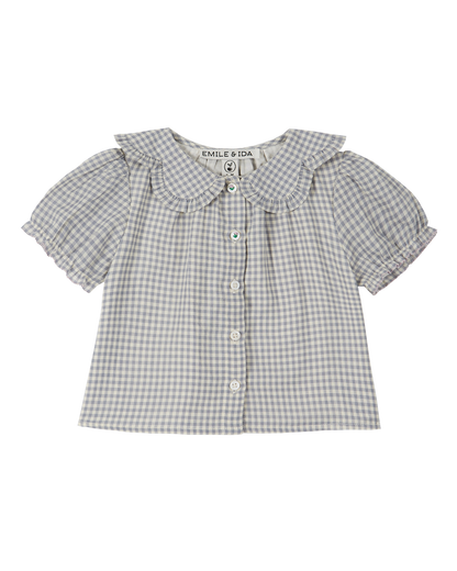 Blouse coton vichy bleu