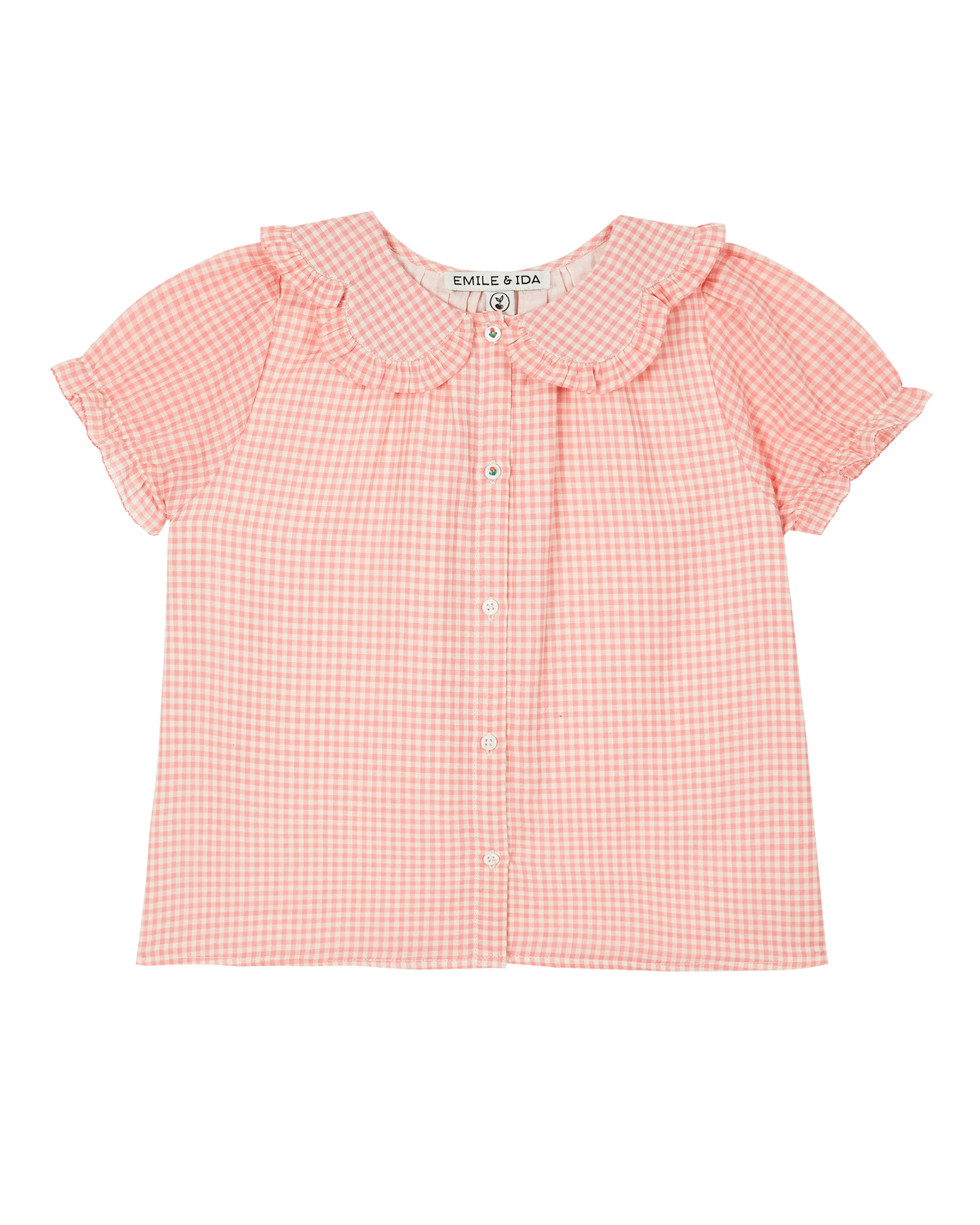 Blouse coton vichy rose
