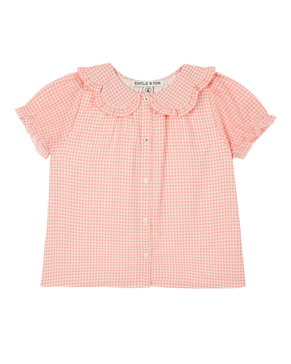 Blouse coton vichy rose