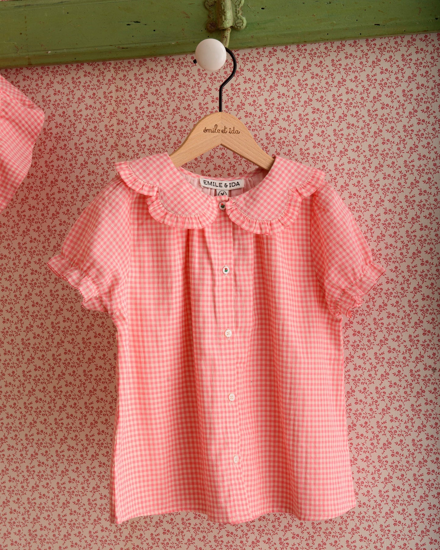 Blouse coton vichy rose