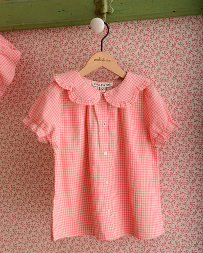 Blouse coton vichy rose
