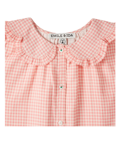 Blouse coton vichy rose