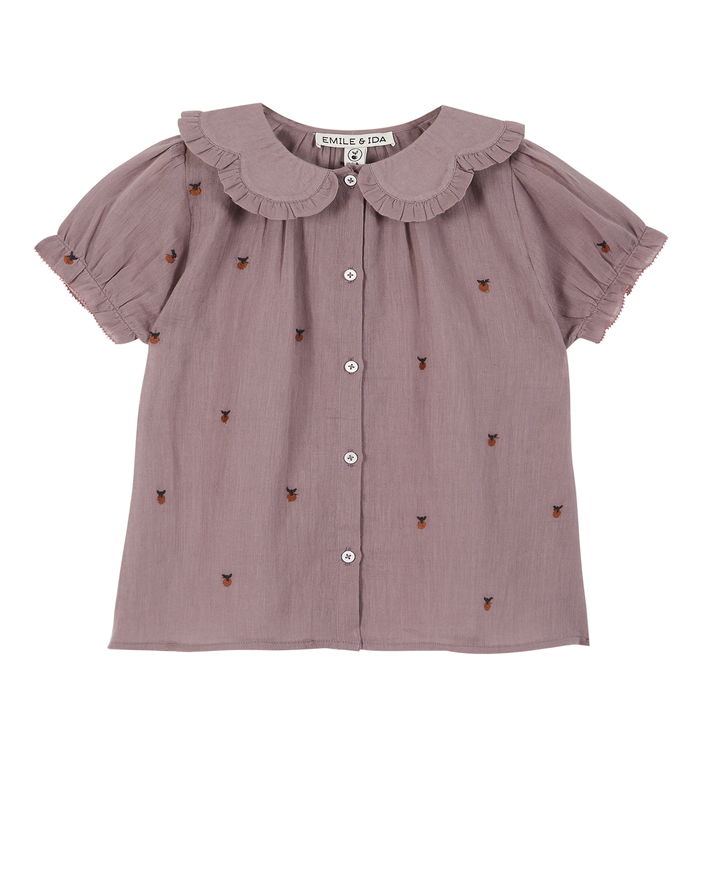 Blouse coton violine pommette