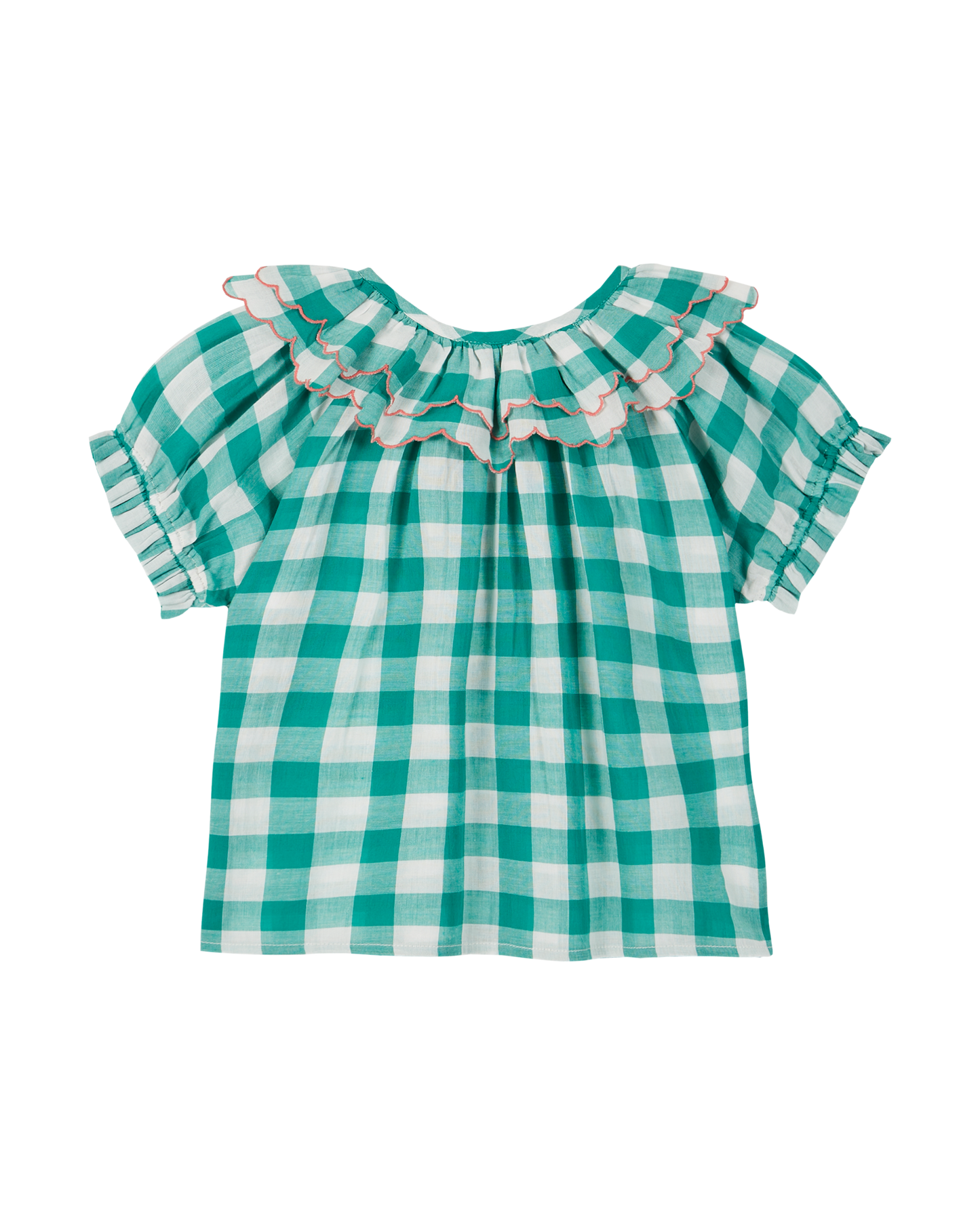 Blouse en coton vichy  vert et blanc