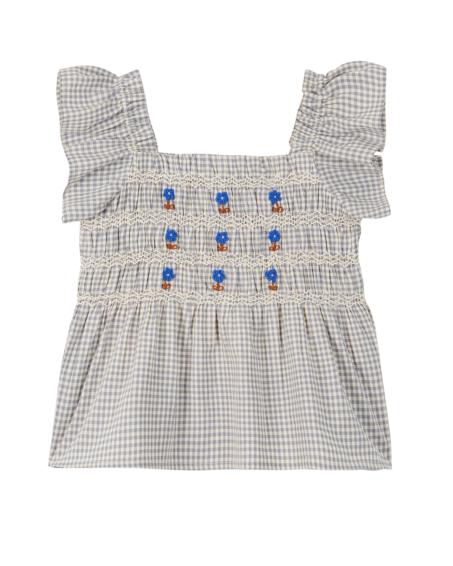 Top coton vichy bleu