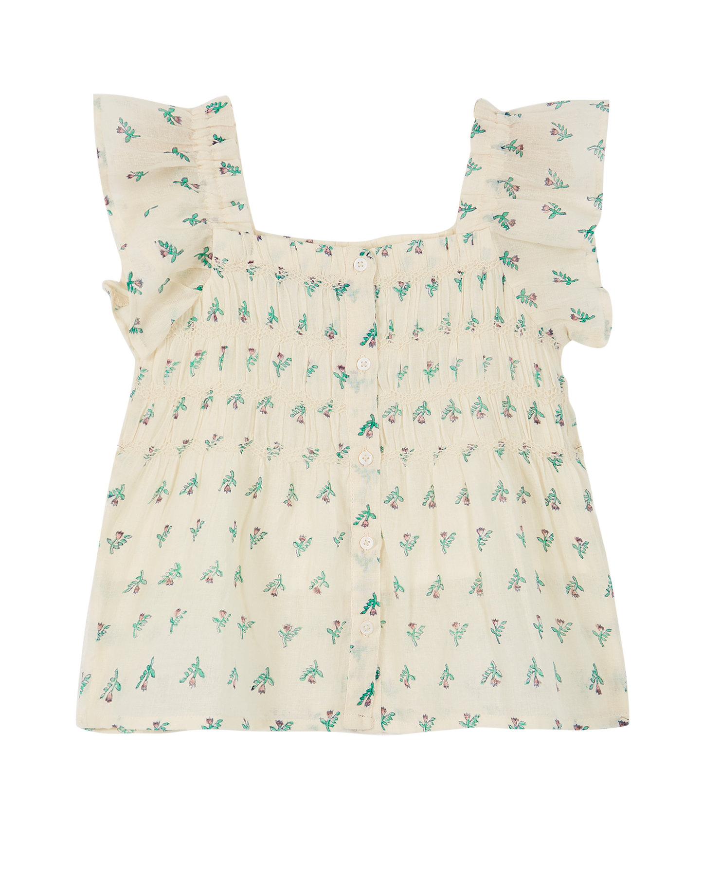 Blouse coton écru jonquille violet