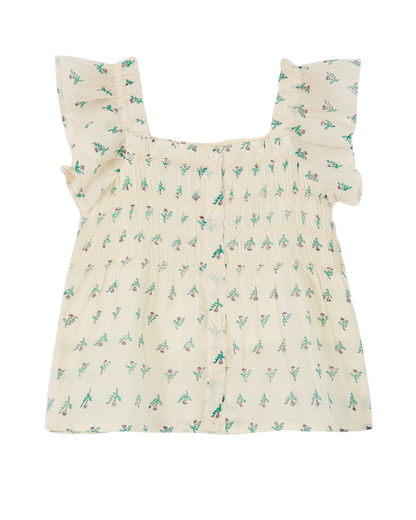Blouse coton écru jonquille violet