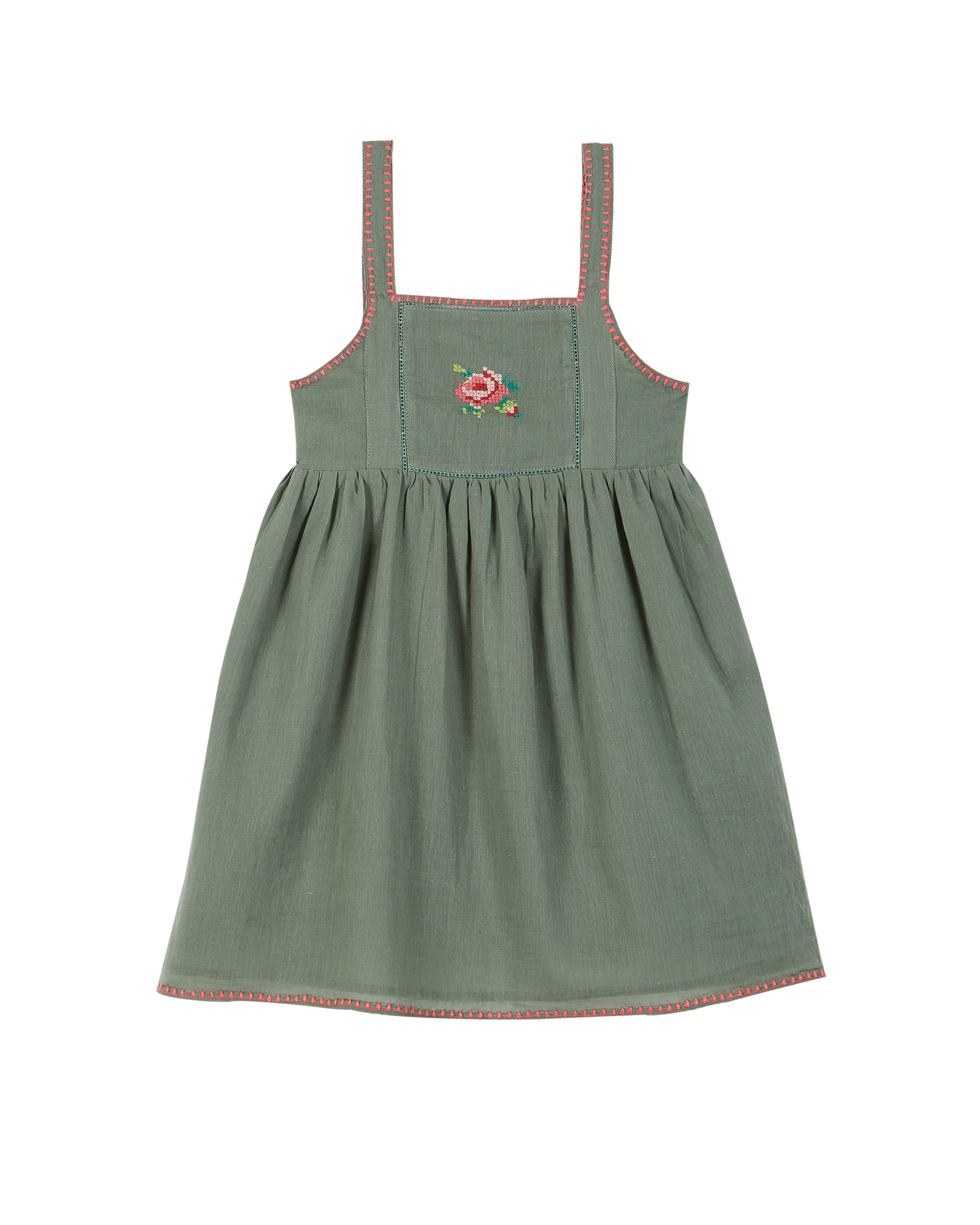 Robe à bretelles coton amande
