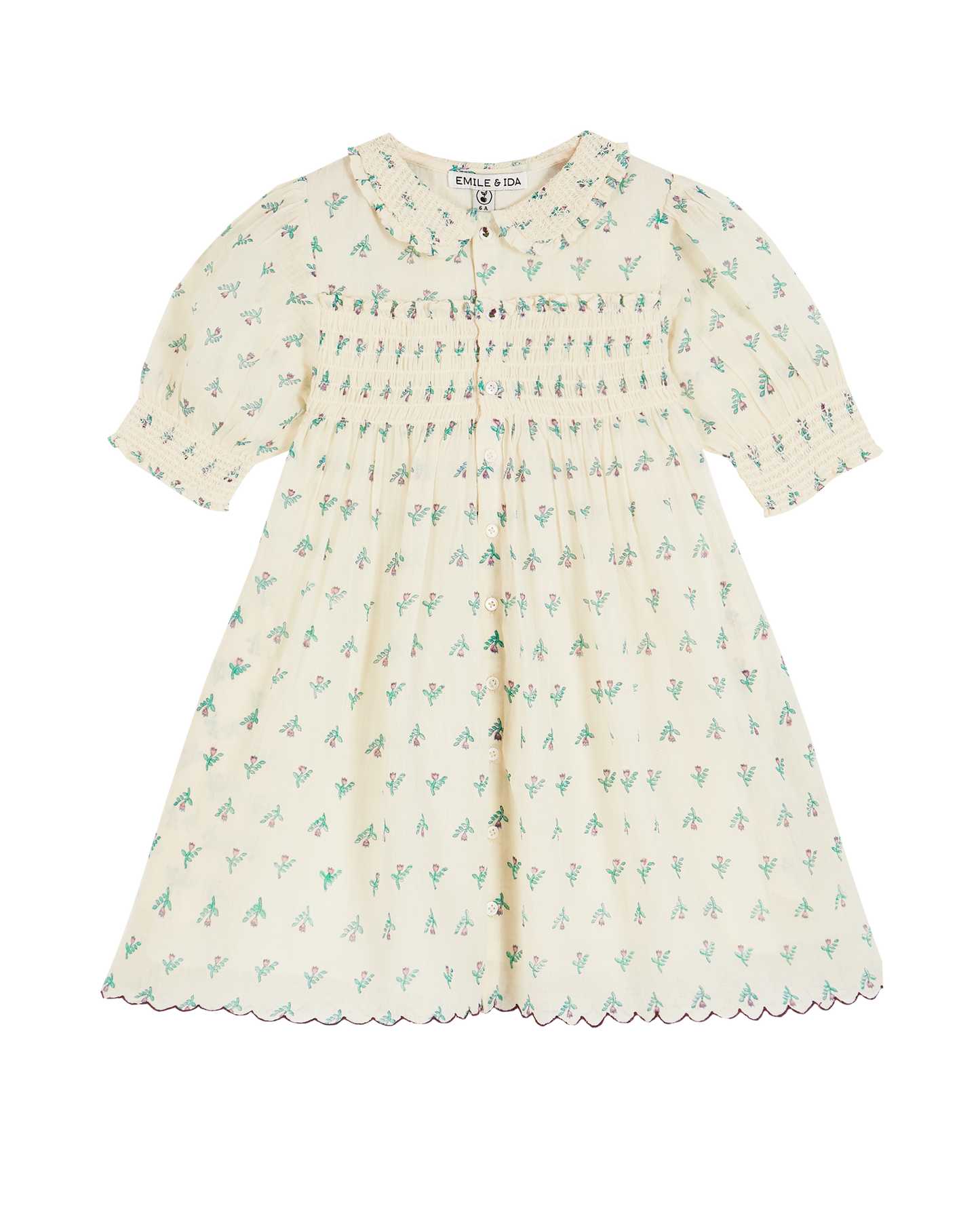 Robe coton écru jonquille violet