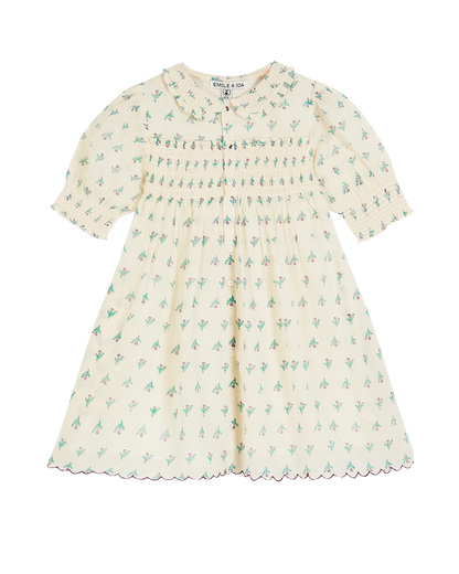 Robe coton écru jonquille violet