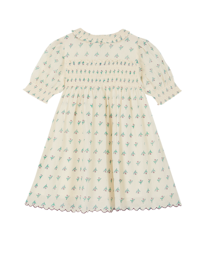 Robe coton écru jonquille violet