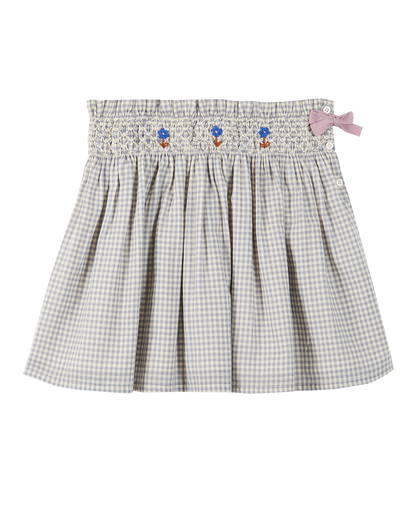 Jupe courte coton vichy bleu