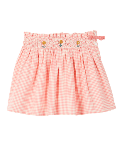 Jupe courte coton vichy rose