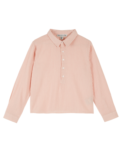 Kurta coton rayure rose
