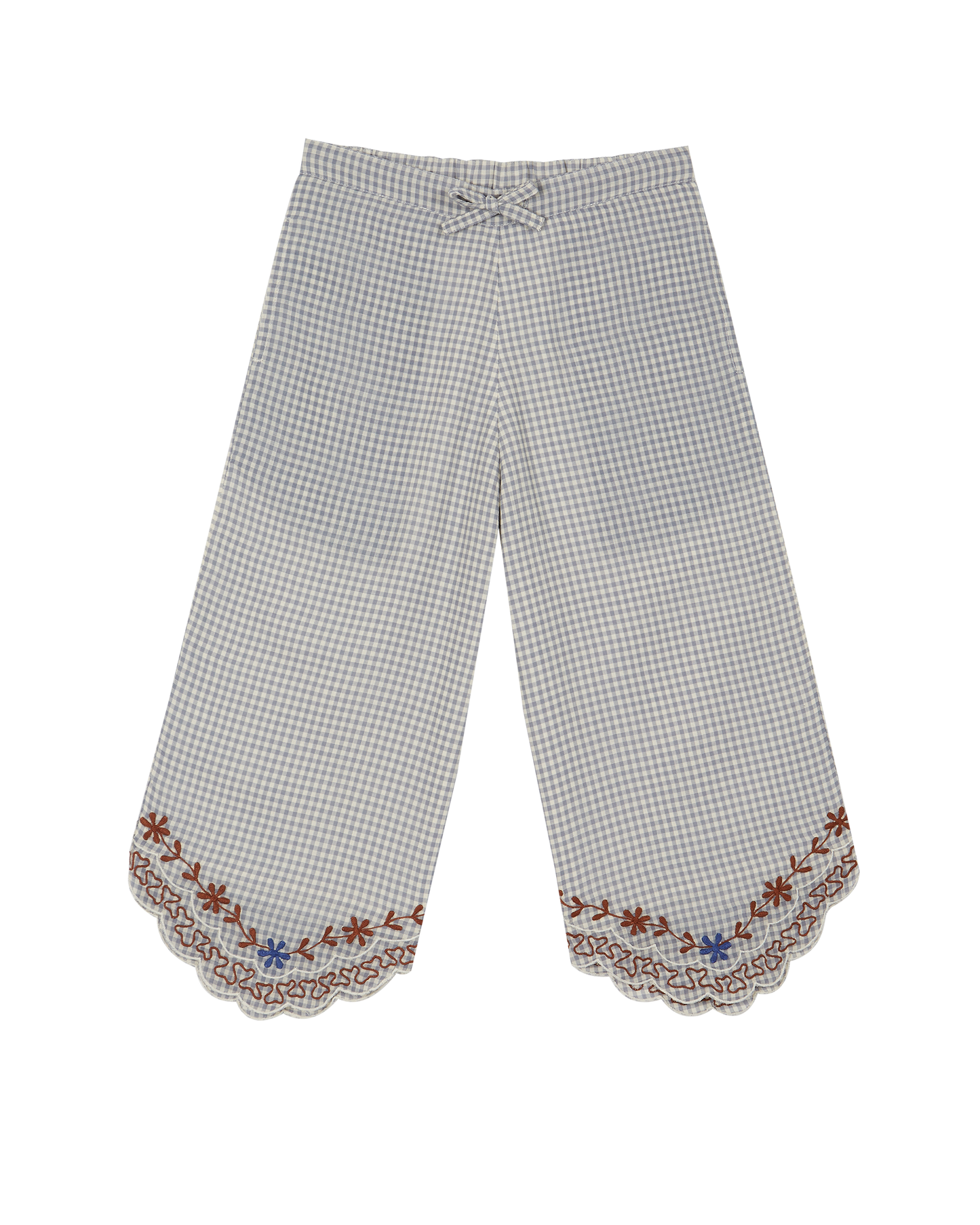 Pantalon coton vichy bleu
