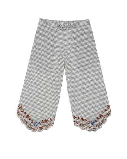 Pantalon coton vichy bleu