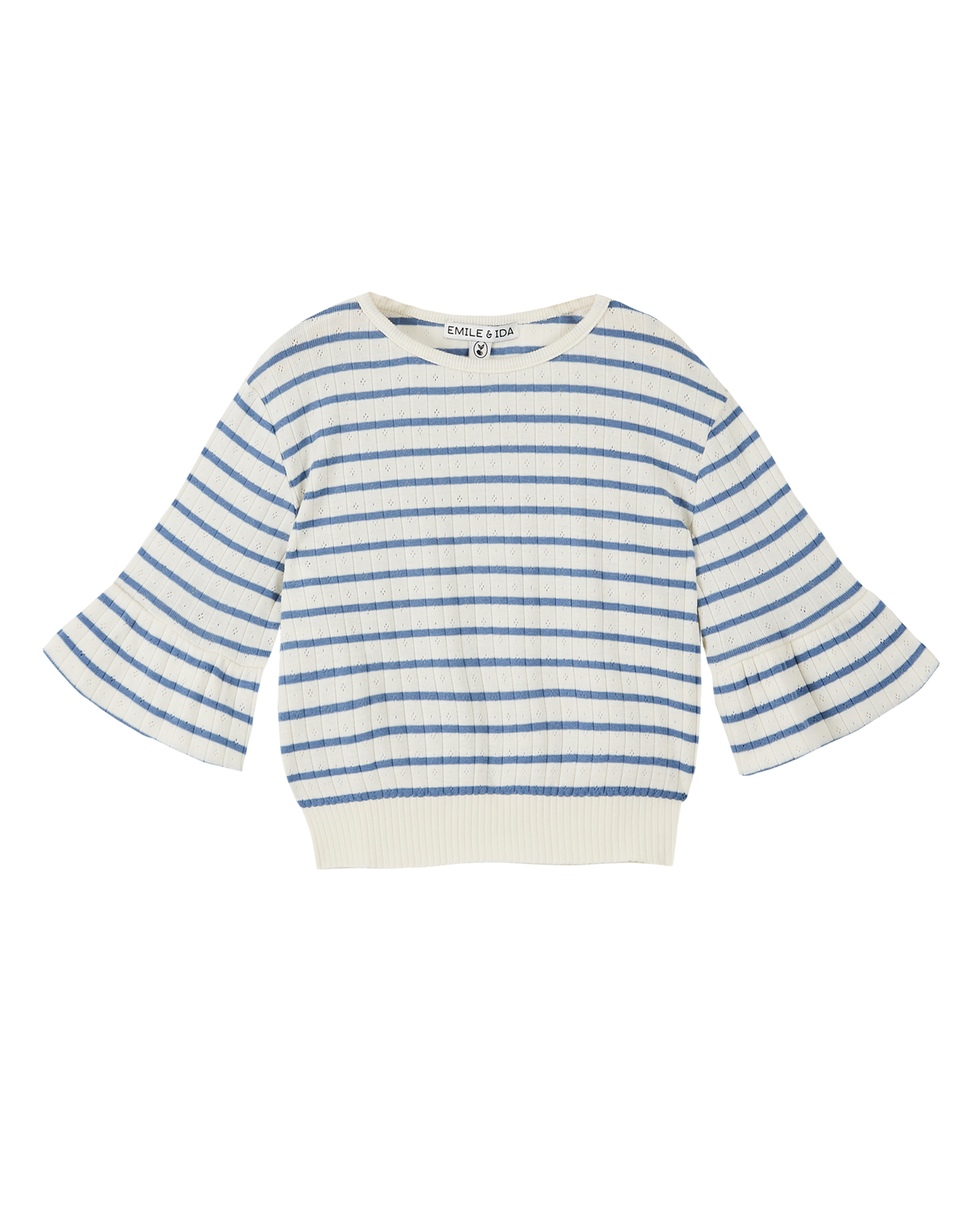 Tee-shirt rayé coton modal bleu et écru