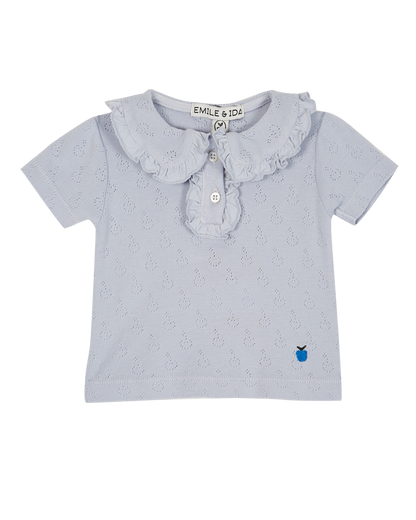 Polo coton modal ajouré brume