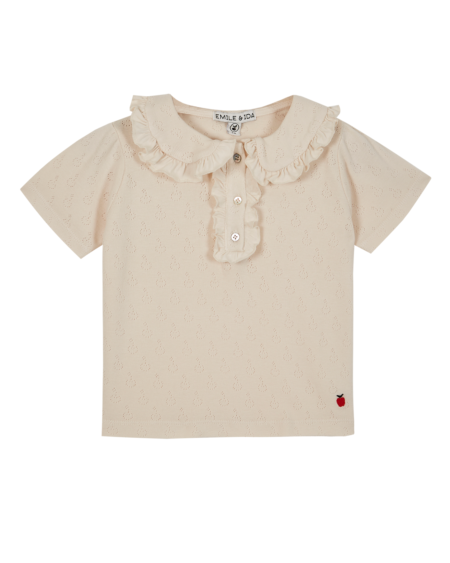 Polo coton modal ajouré écru