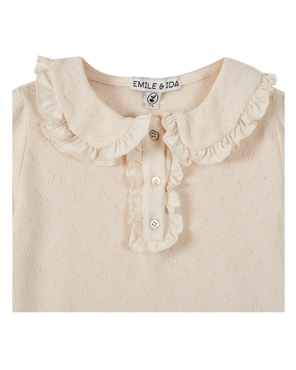 Polo coton modal ajouré écru