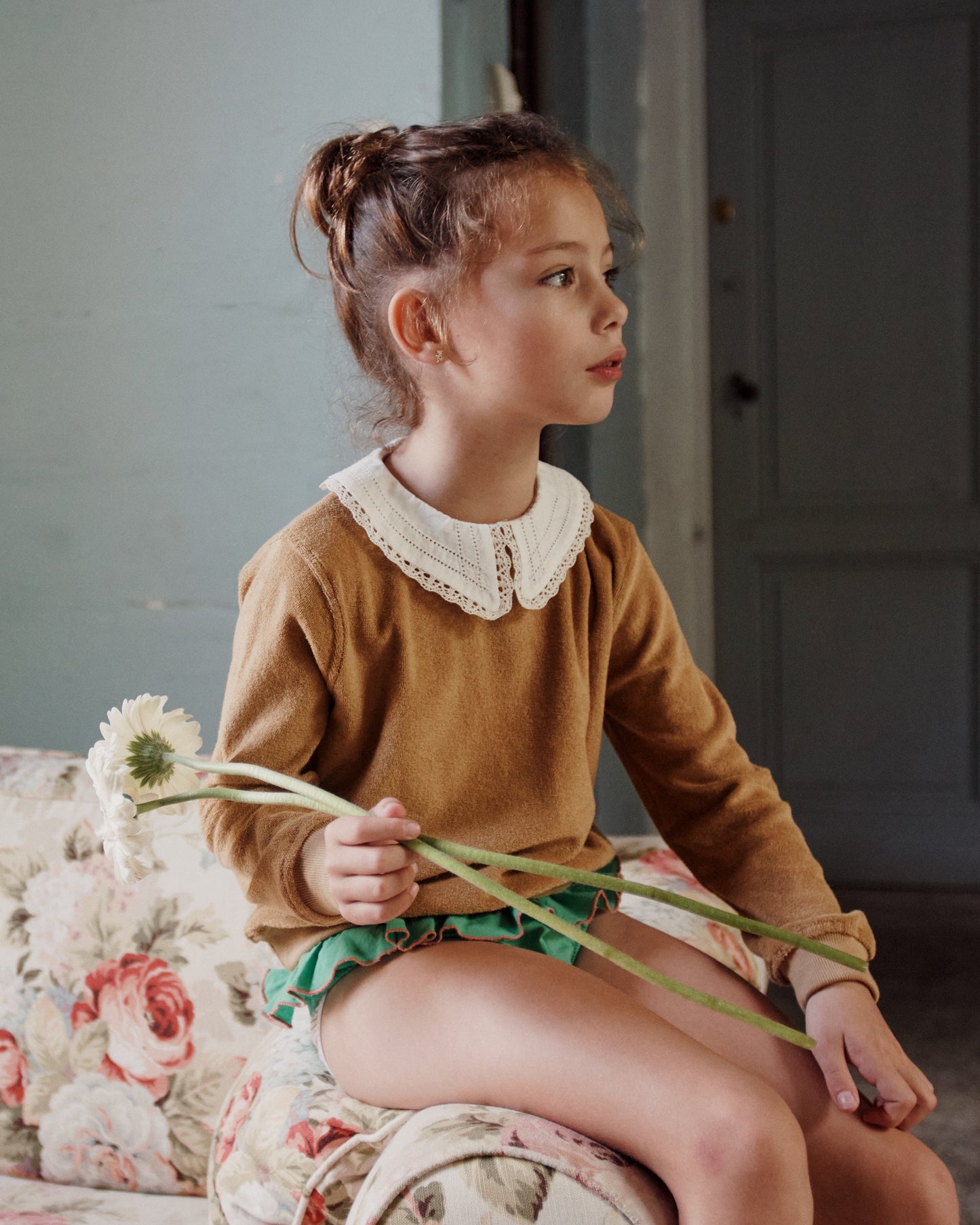 Sweatshirt en éponge bio moutarde