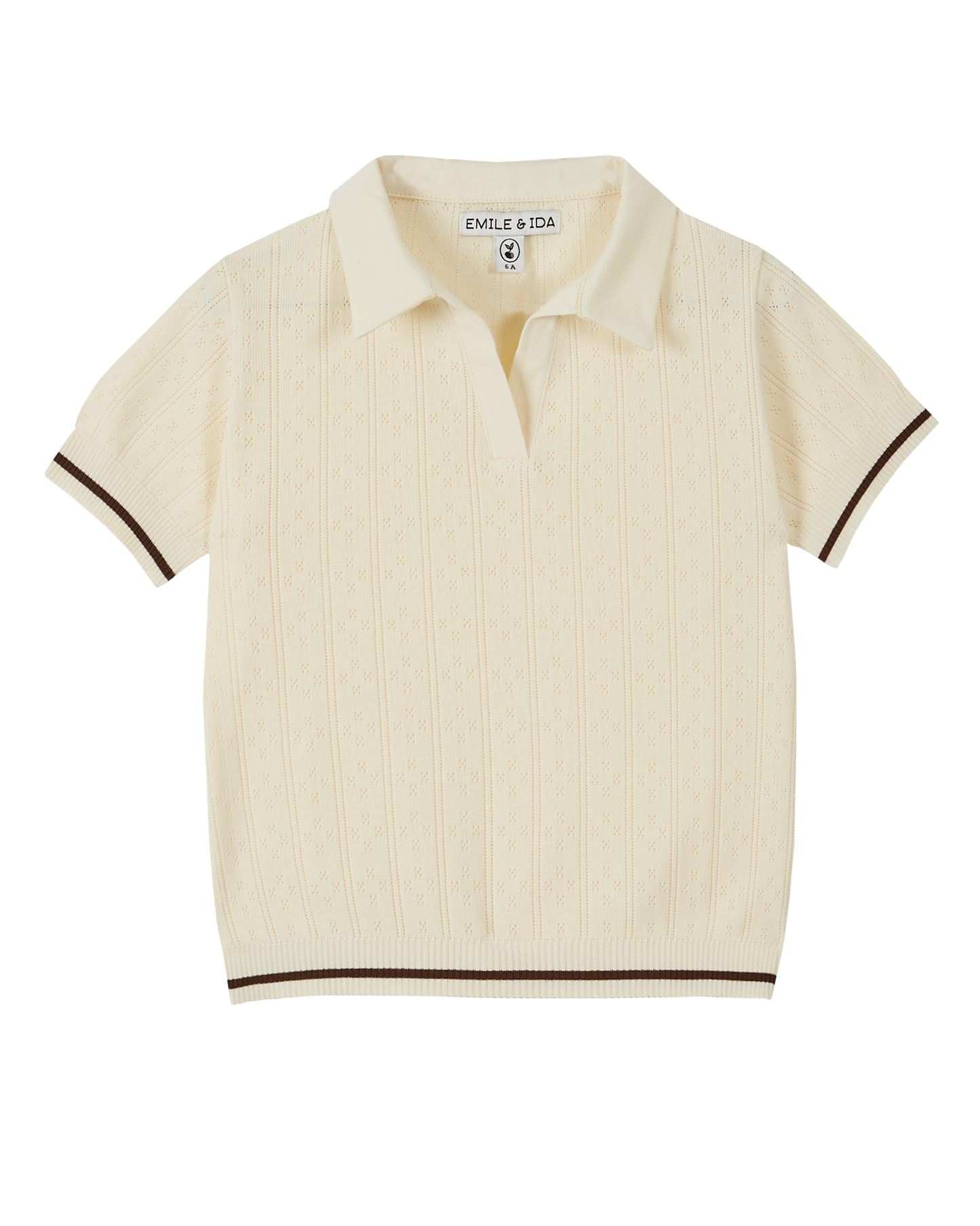 Polo coton modal ajouré écru