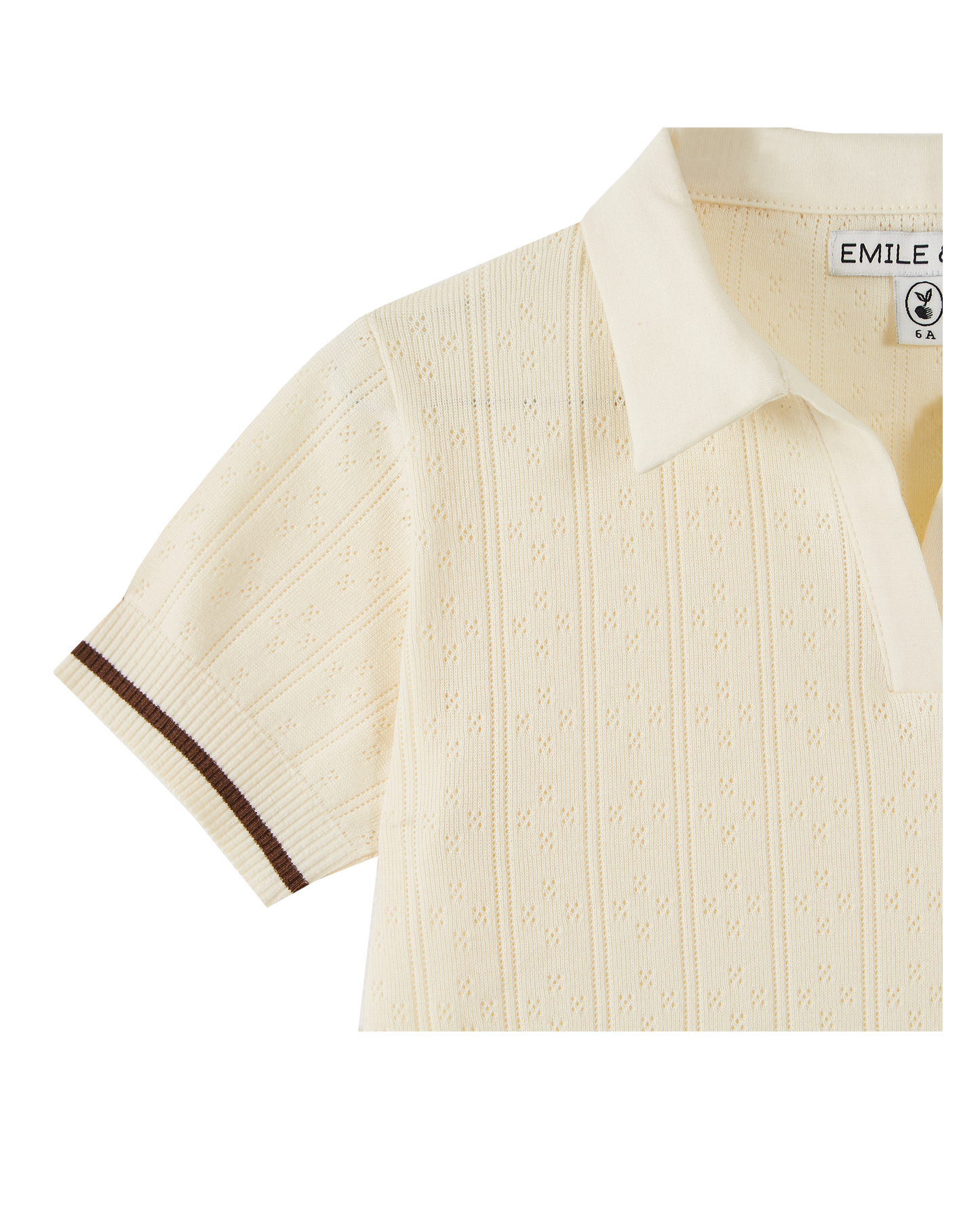 Polo coton modal ajouré écru
