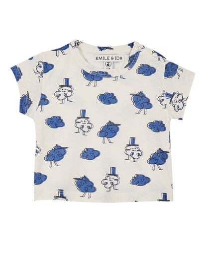 Tee-shirt coton bio écru nuage bleu