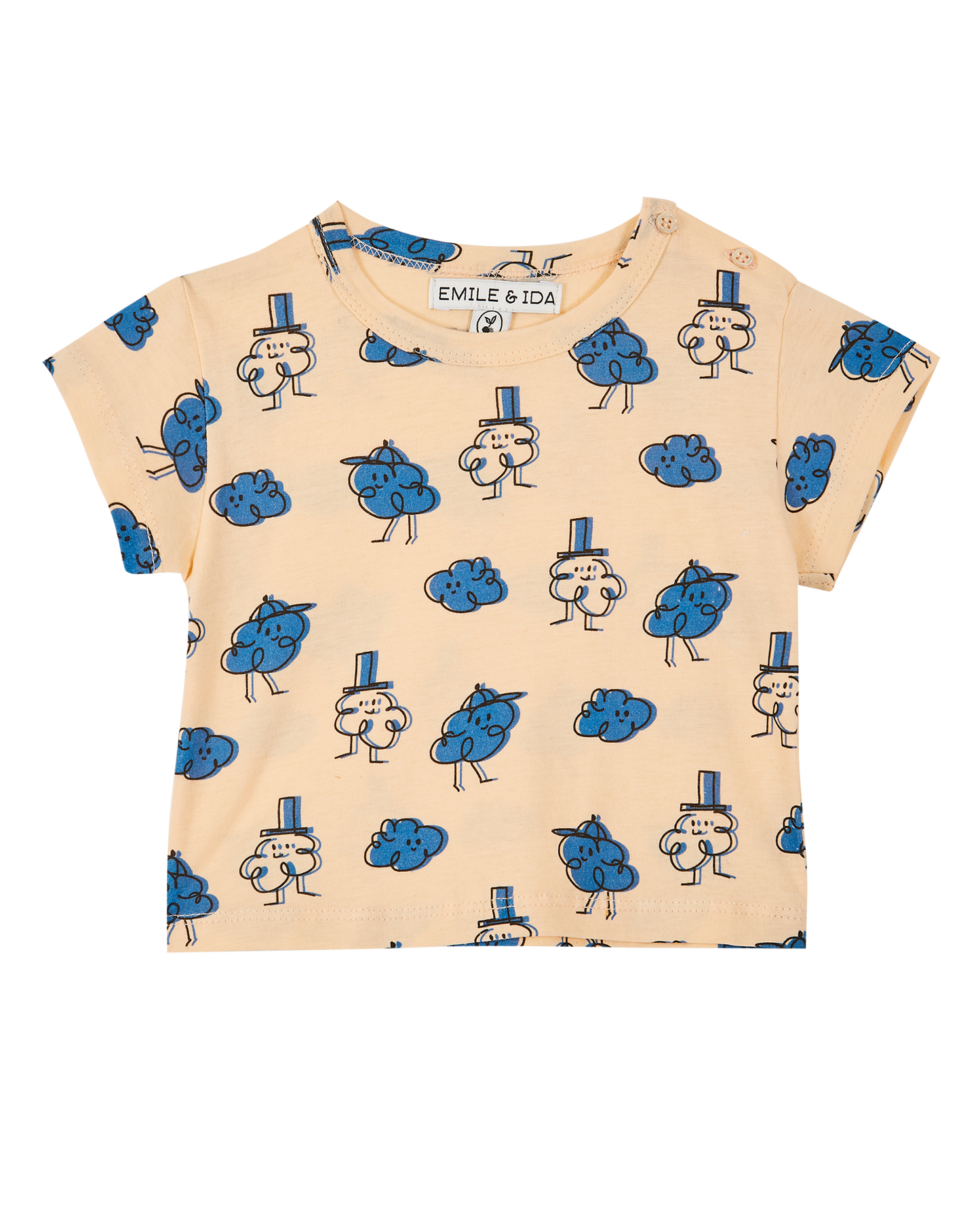 Tee-shirt coton bio orange nuage bleu