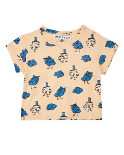 Tee-shirt coton bio orange nuage bleu