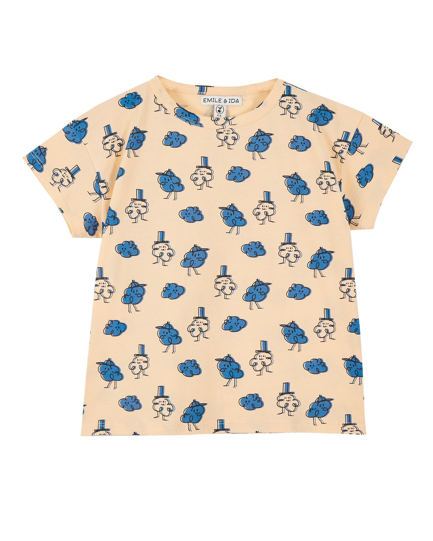 Tee-shirt coton bio orange nuage bleu