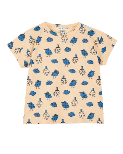 Tee-shirt coton bio orange nuage bleu