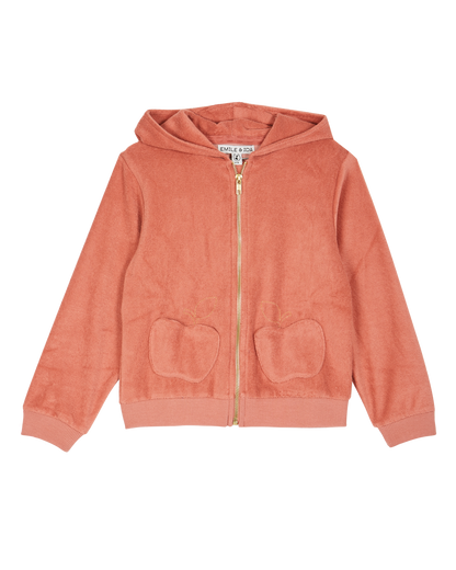 Sweatshirt zippé à capuche éponge tuile