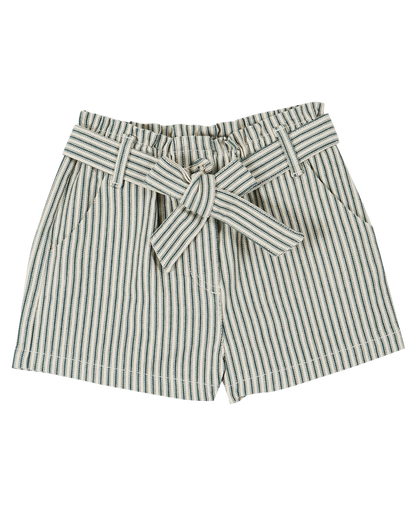 Short coton rayure vert et écru