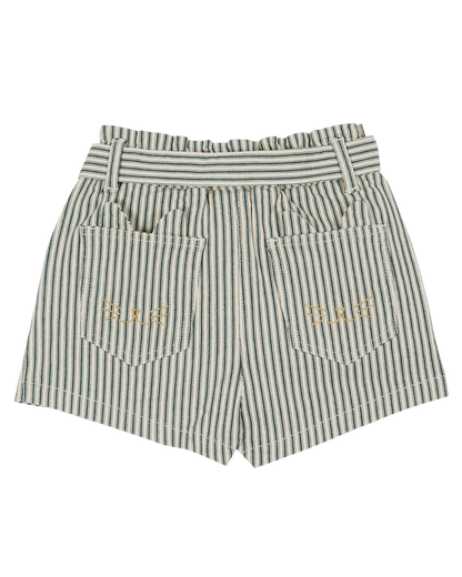 Short coton rayure vert et écru