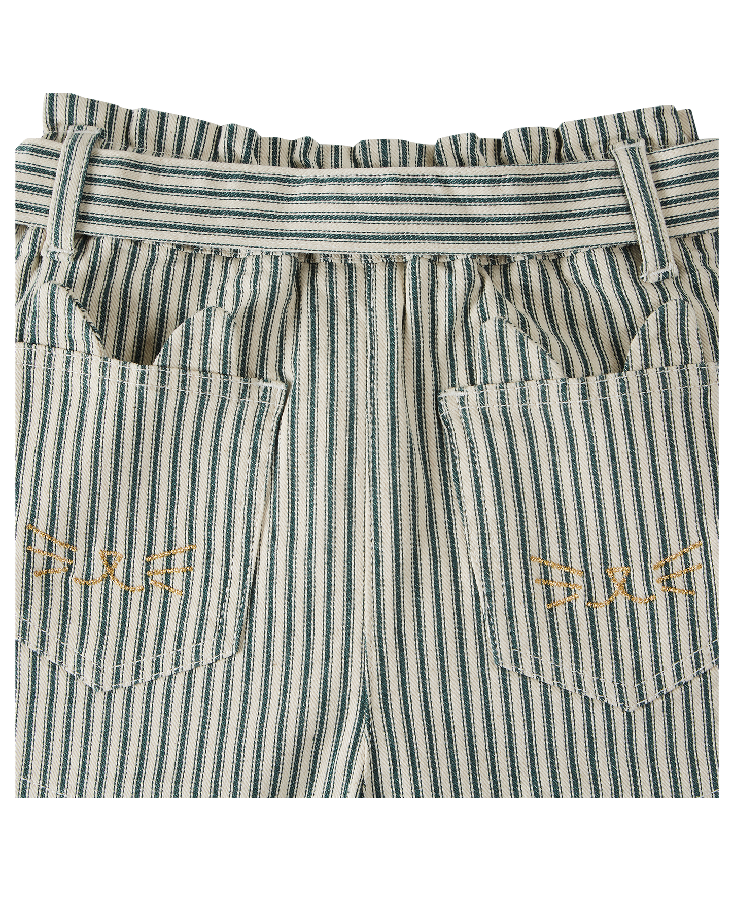Short coton rayure vert et écru