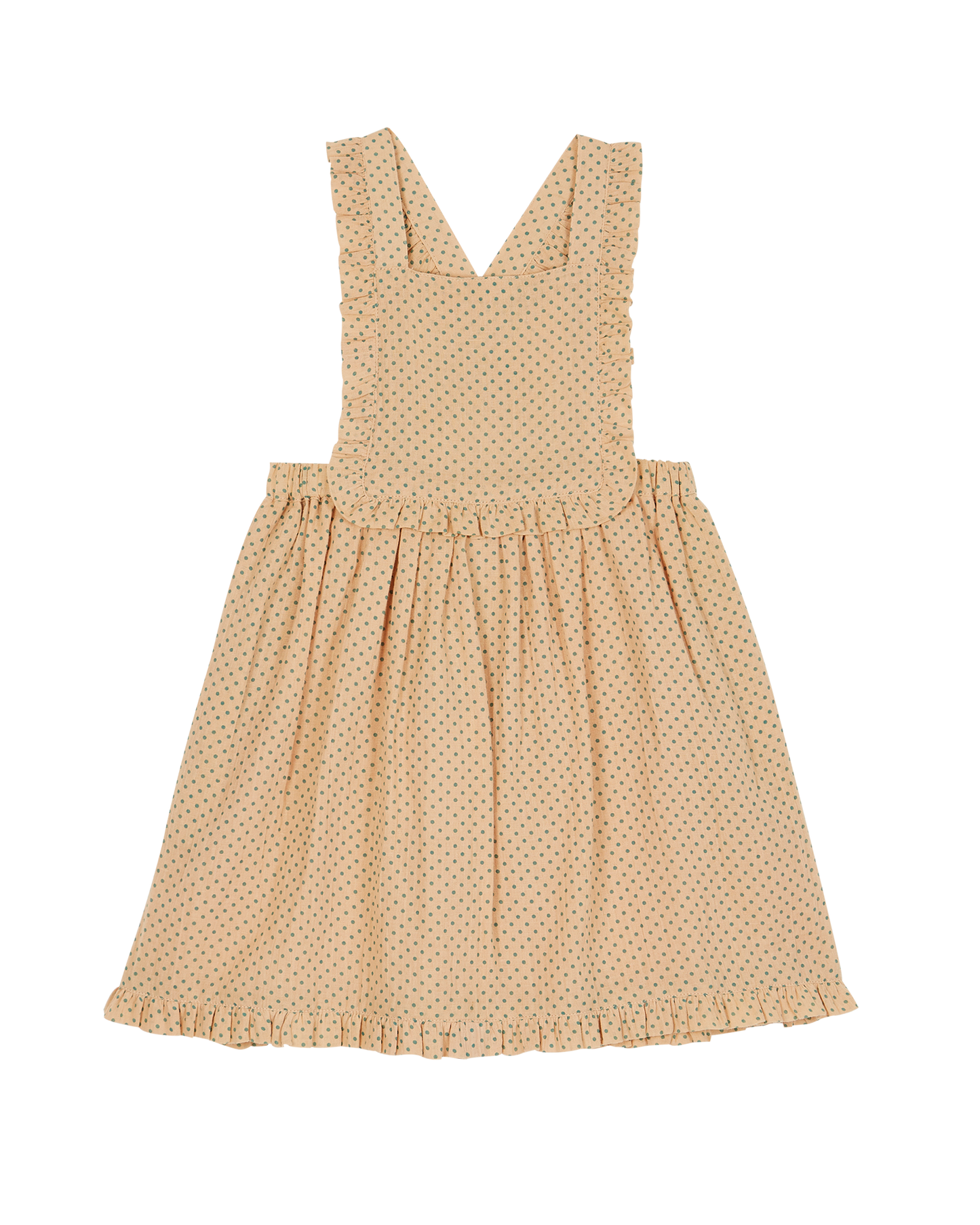Robe salopette coton pois vert