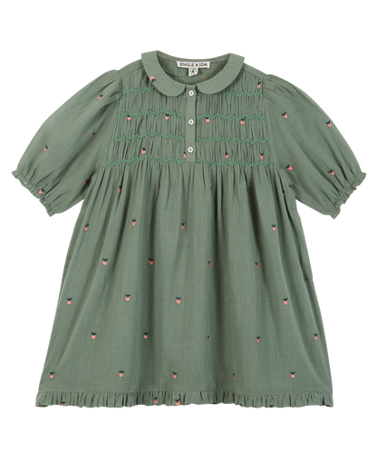 Robe smockée coton amande pommette