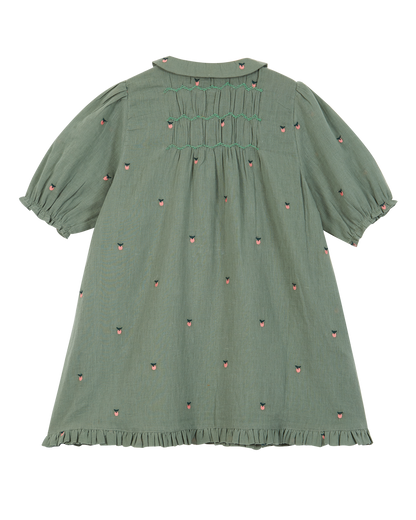 Robe smockée coton amande pommette