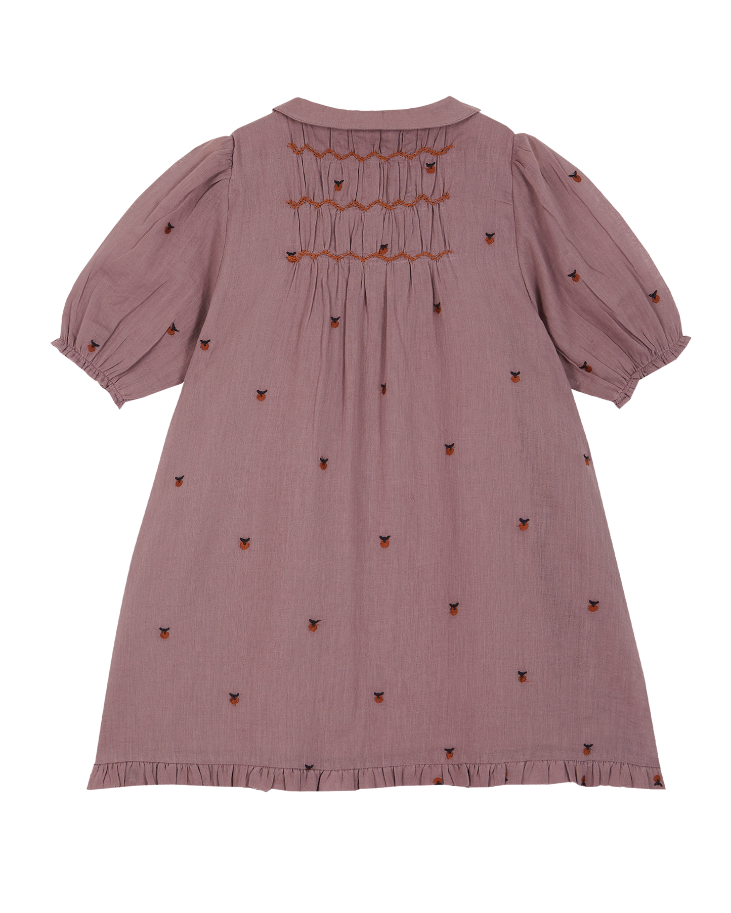 Robe smockée coton violine pommette
